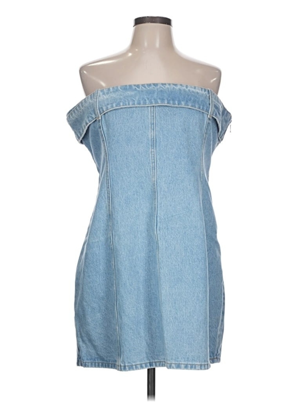 Meshki Light Blue Off-Shoulder Denim Mini Dress